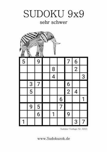 Sudoku Rätsel sehr schwer kostenlosen mit Lösung für Erwachsene