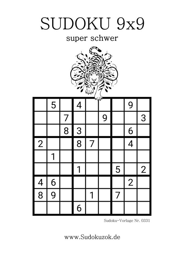 Sudoku sehr schwer PDF ausdrucken und herunterladen