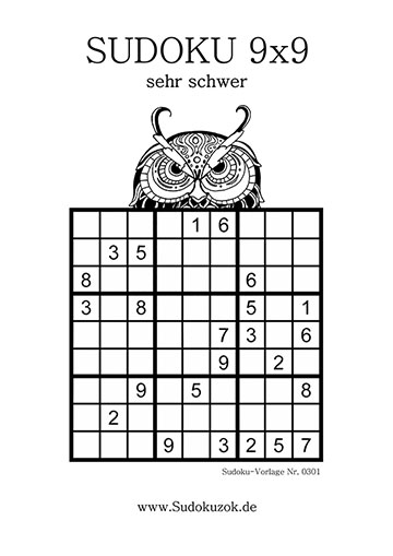 Sudoku Vorlage sehr schwer