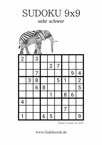 Sudoku Vorlage elefanten stark