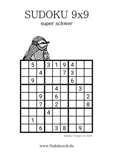 Vogel Sudoku schwer