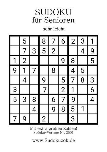 9x9 Sudoku für Senioren sehr leicht