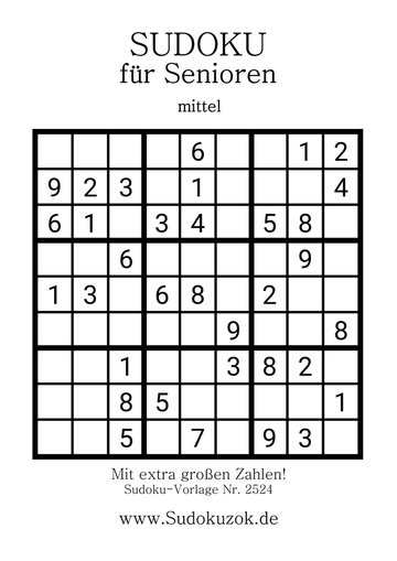 9x9 Sudoku mittel für Senioren und Rentner