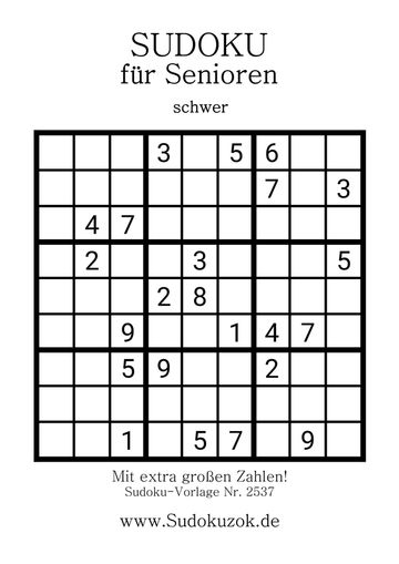 Schwere Sudoku für Senioren mit großen Zahlen zum Ausdrucken