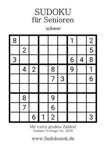 Senioren 9x9 Sudoku schwer zum rucken