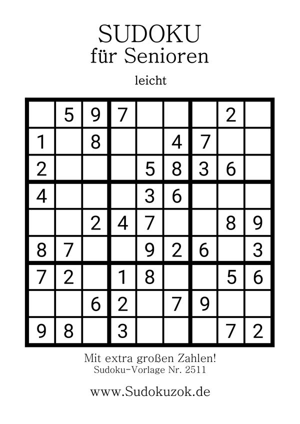 Sudoku 9x9 Senioren große Schrift