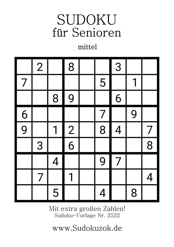 Sudoku für Rentner in der Stufe mittel