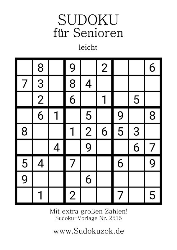 Sudoku für Senioren mit großen Ziffern
