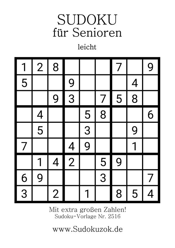 Sudoku leicht mit grossen Zahlen zum Drucken