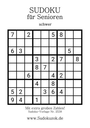 Sudoku schwer für Senioren kostenlos drucken