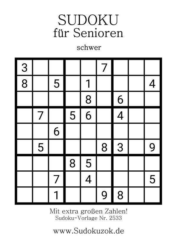 Sudoku Senioren schwer