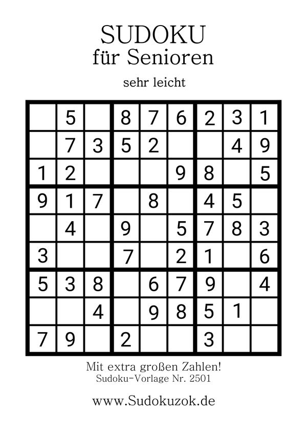 Sudoku Senioren sehr leicht