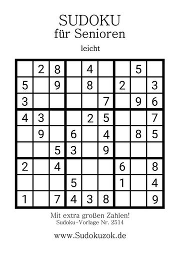 Sudoku Vorlage für älter Menschen kostenlos