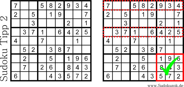 Sudoku Tipp Rätsel überfliegen