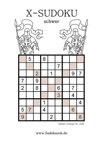 X Sudoku schwer drucken