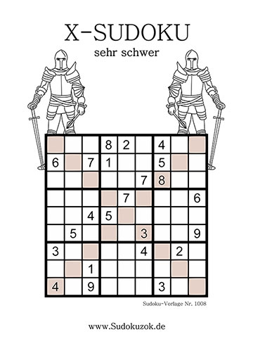 X Sudoku schwer zum Lösen